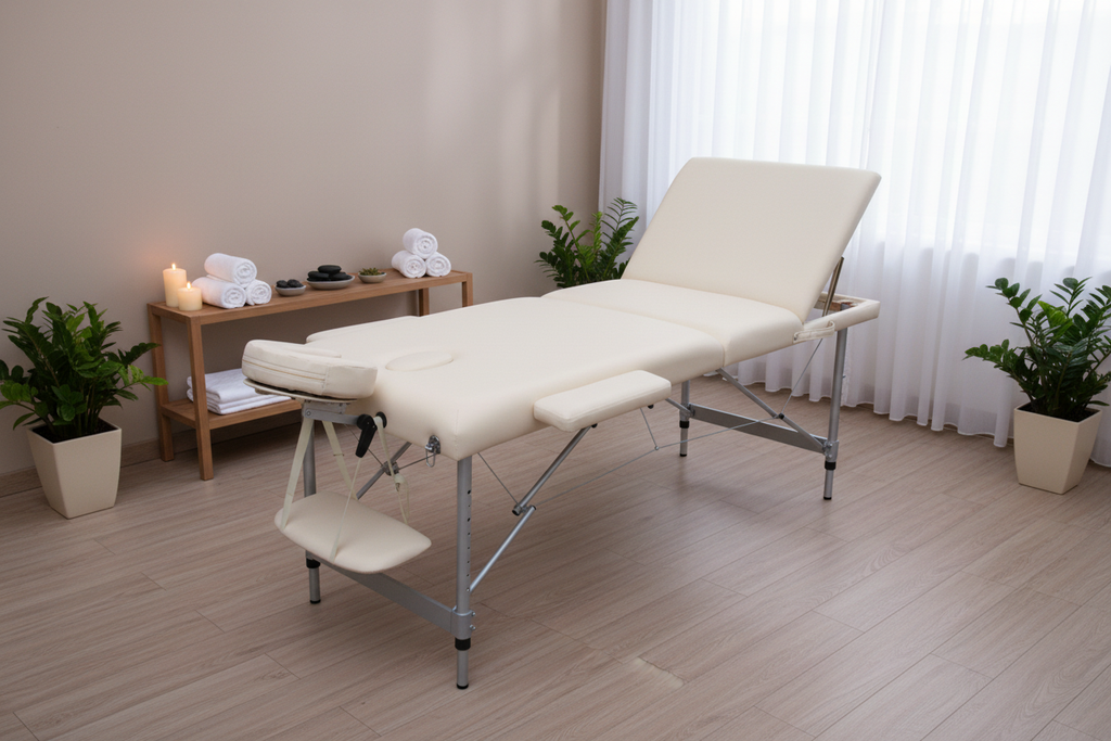 AT008 Cream Massage Table Scene